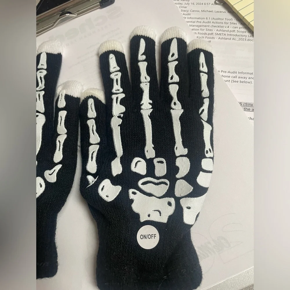 Color Changing LED Lights Skeleton Gloves, NWOT